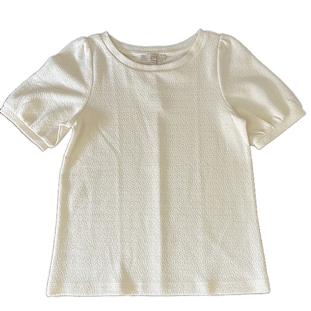 NEW LOFT textured knit puff sleeve top